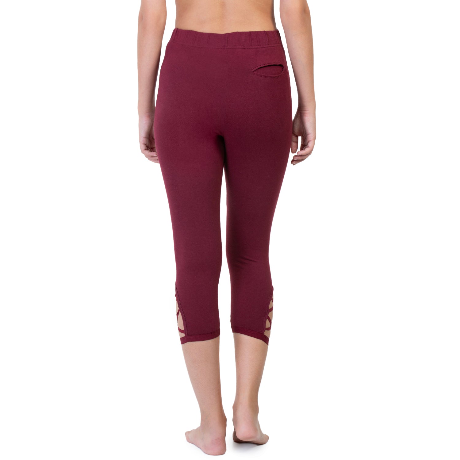 Women Wine 3/4th Criss Cross Capri Pant
