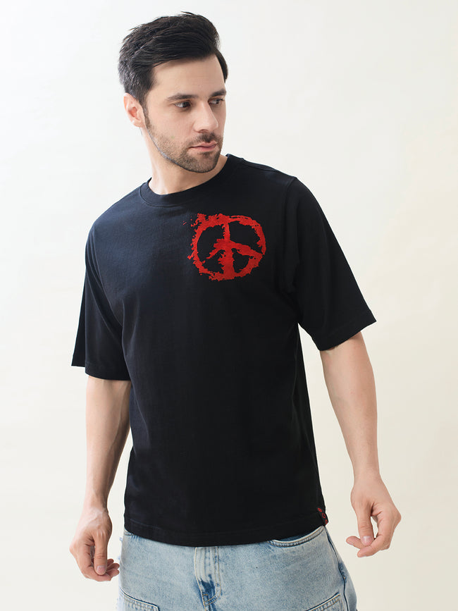 Men Black Cotton Oversized T-Shirt