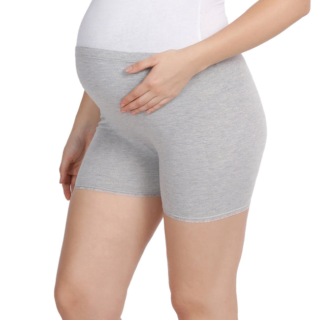 Women Grey Maternity Lace Shorts