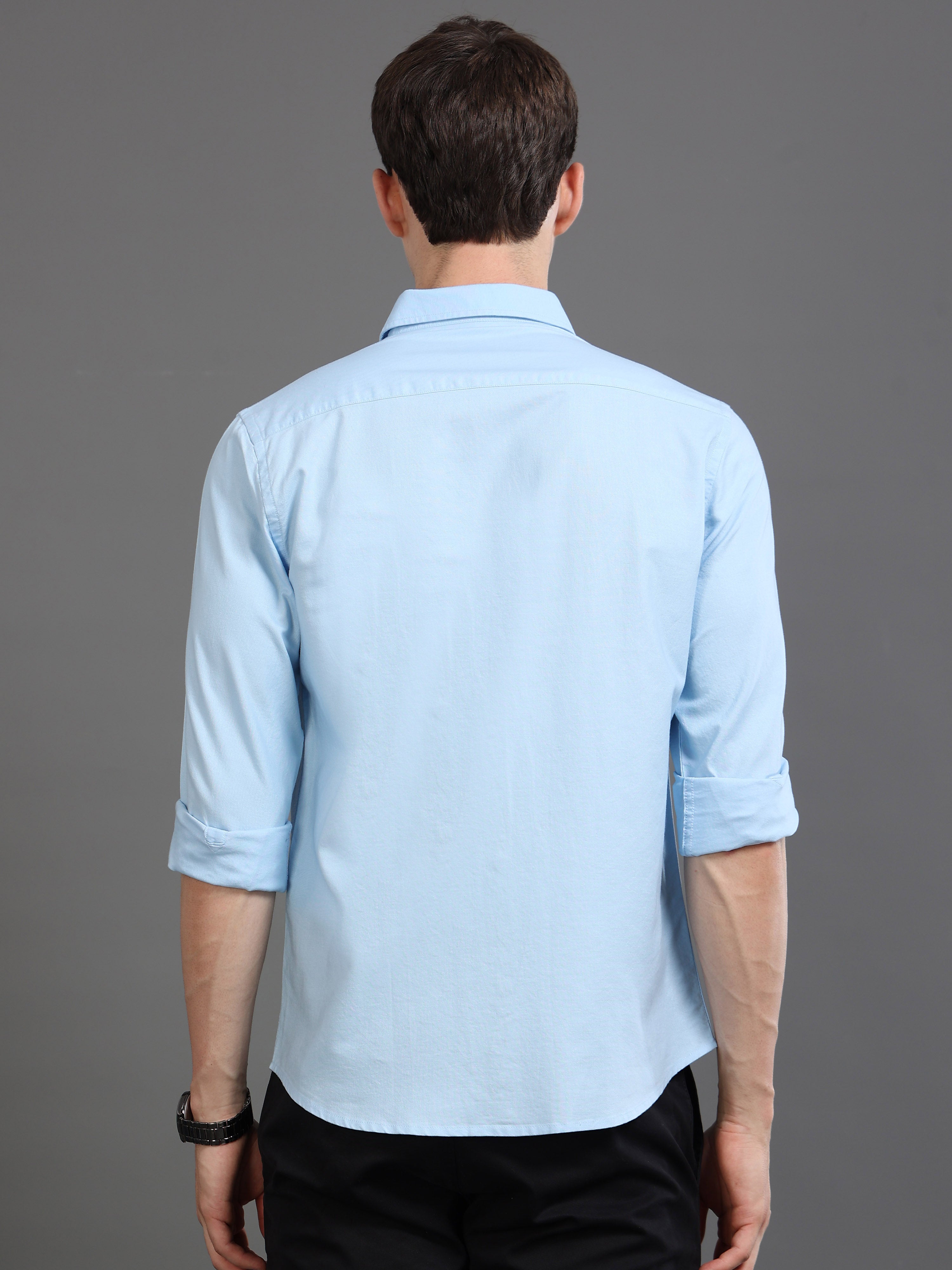 Men Blue Plain Shirt