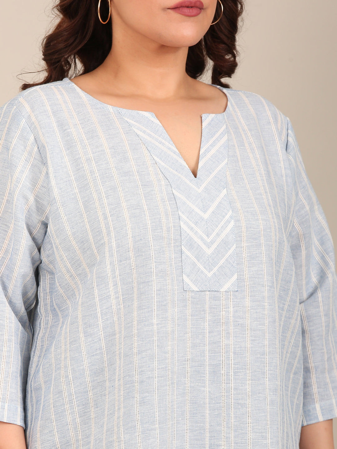 Women Classic Blue Striped Top