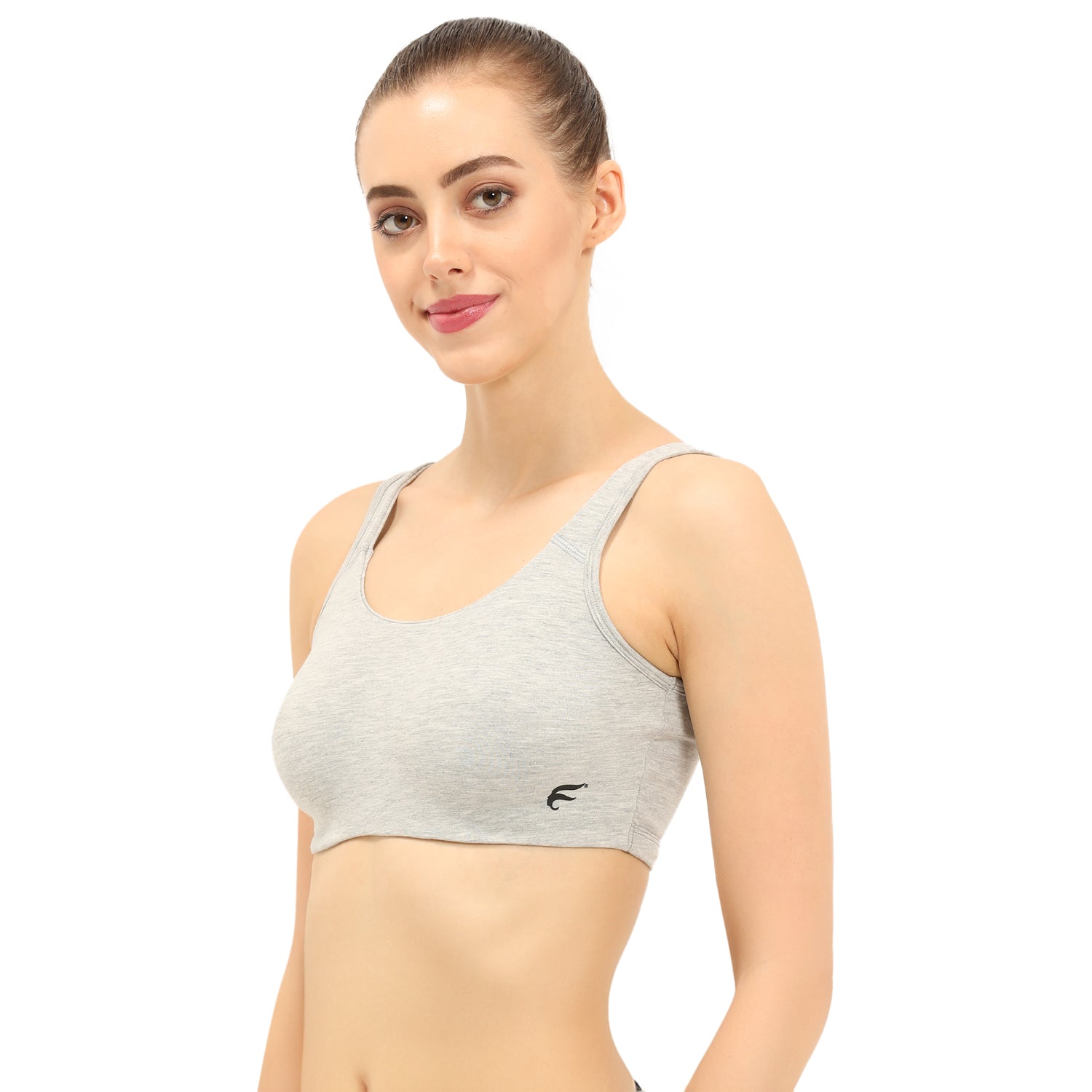 Non-padded Non-wired Full Coverage Slip-on Moulded Double Layered Sports Bra