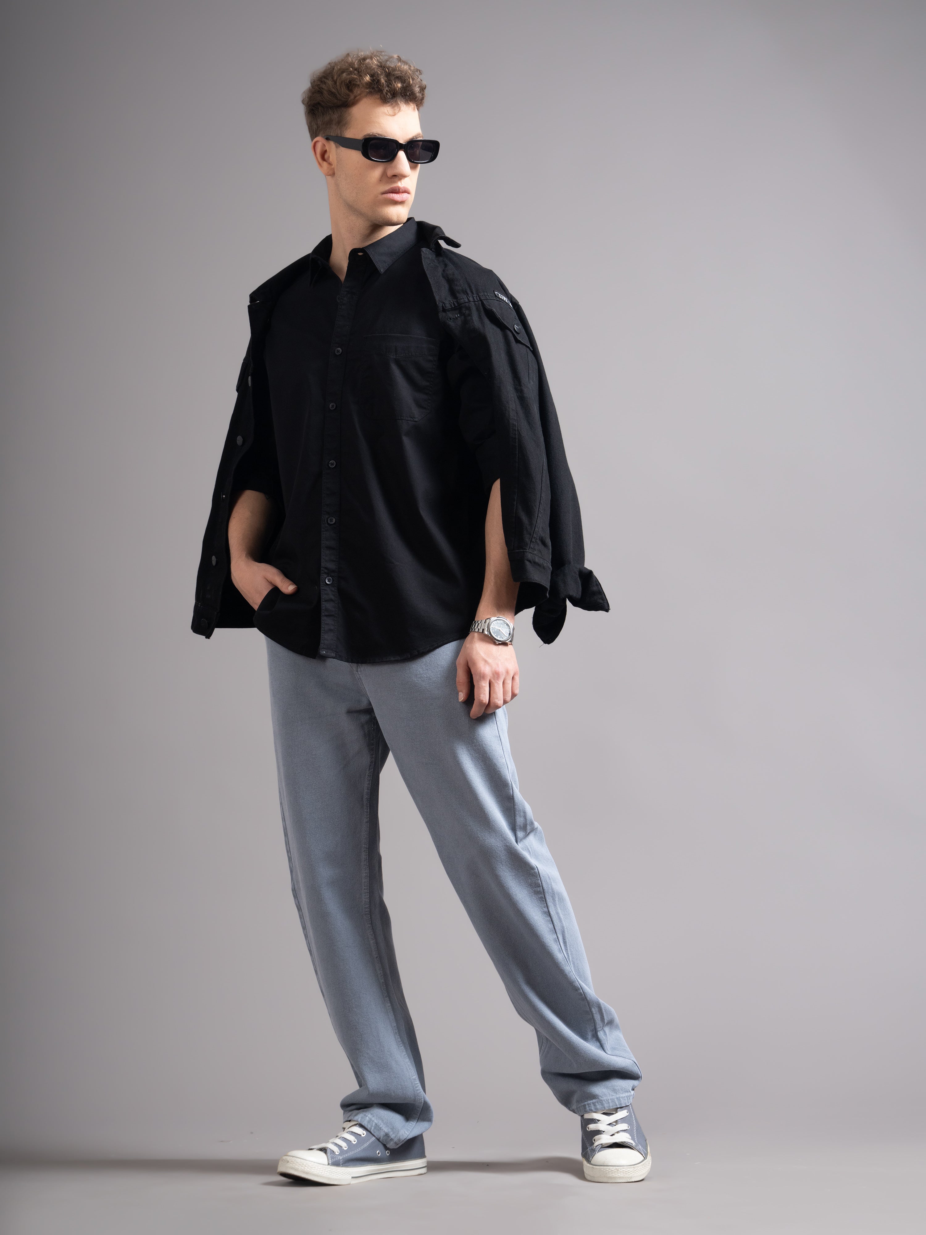 Men Black Twill Shirt