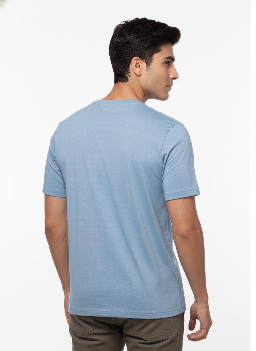 Men Cotton Ice Blue T-Shirt