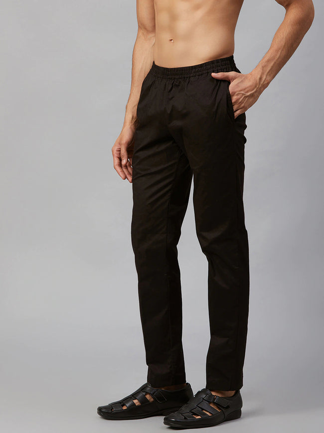 Men Black Solid Pyjamas