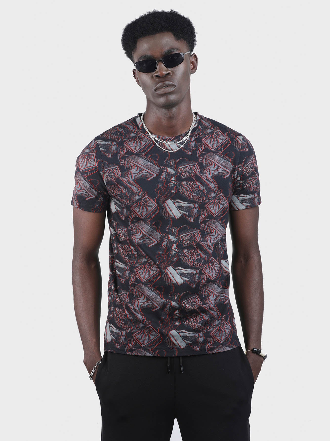 Men  Embroidered Printed Tee