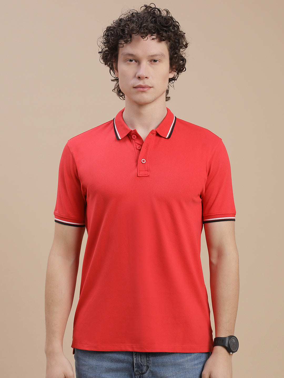 Men Red Slim Fit T-Shirt