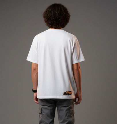 Mens White Graphic Cotton Oversized T-Shirt