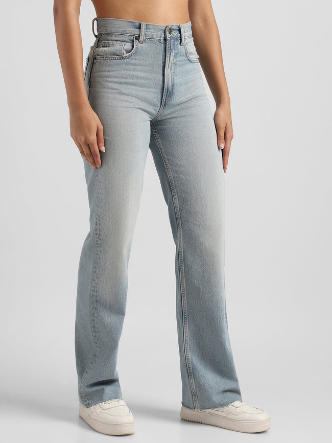 Women Blue High Waist Straight Fit Jeans