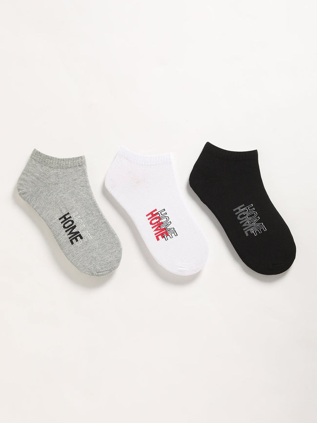 Men Pack of 3 Printed Ankle Length Socks
