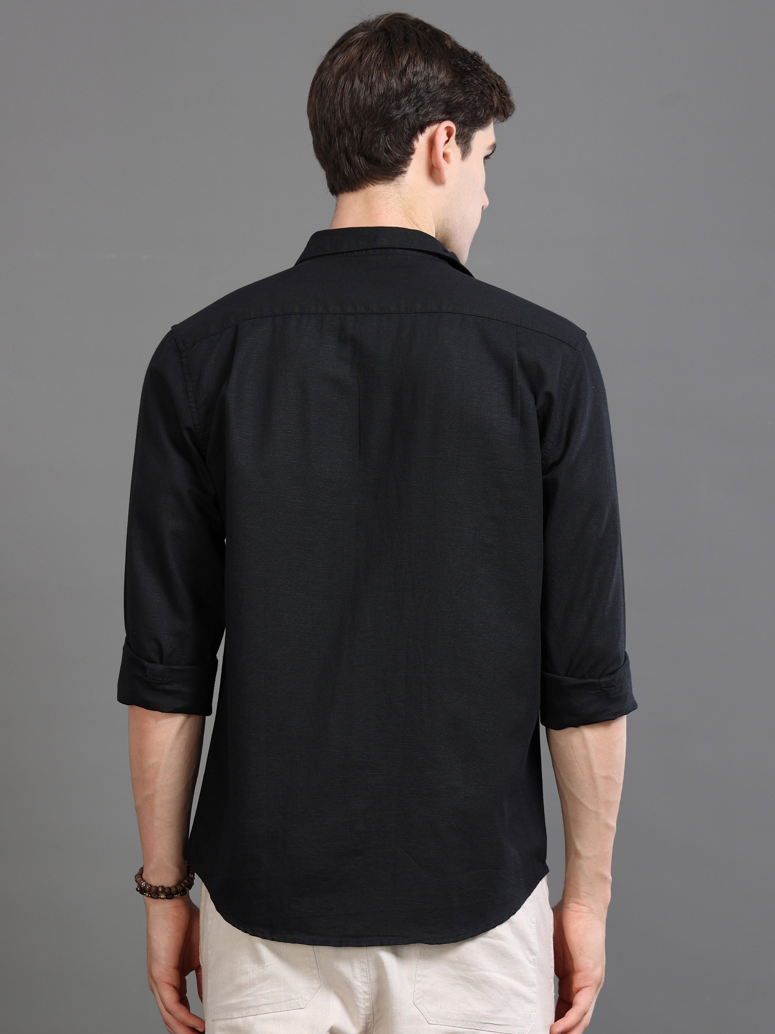 Men Black Slim Fit Shirt