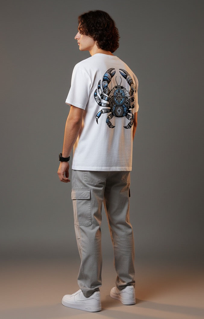 Men White Graphic Cotton Oversized T-Shirt