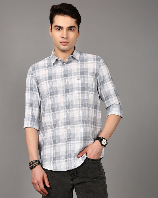 Men Grey Checked Shirt