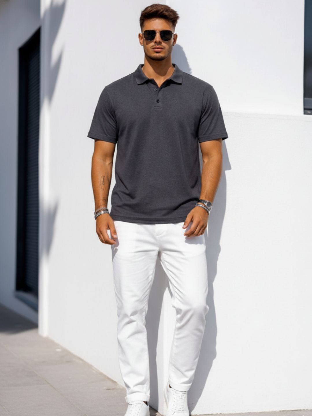 Men Cotton Polo Collar T-Shirt