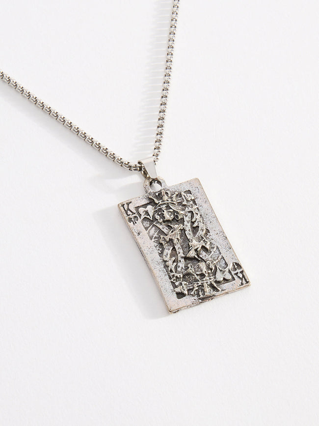Men King of Hearts Skull King Pendant Chain With Lobster Closure