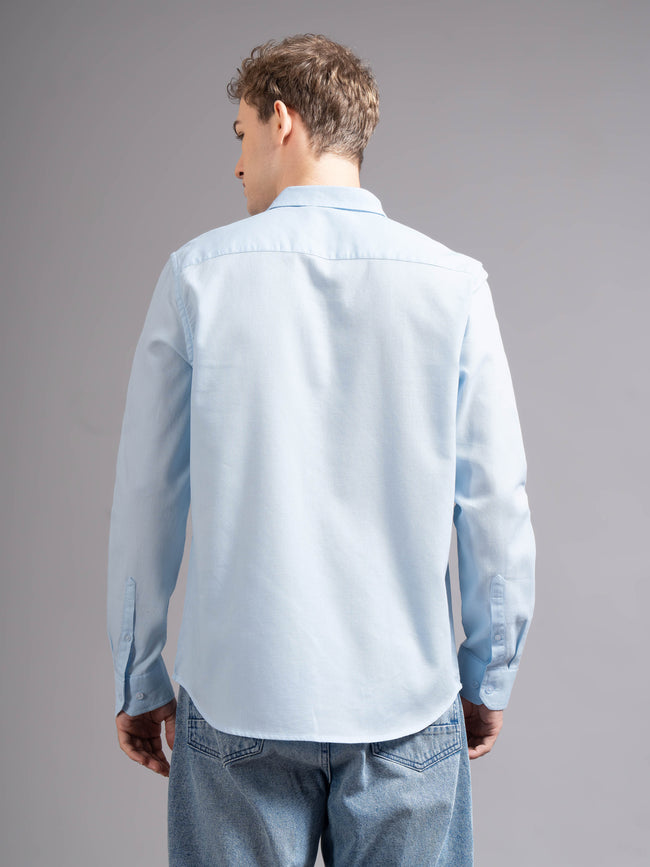 Men Blue Cotton Shirt