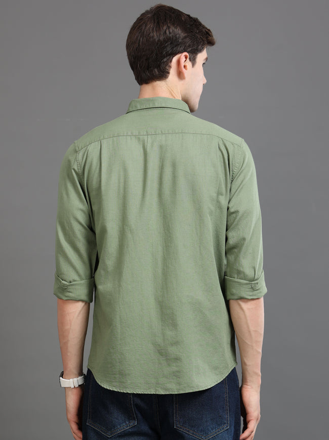 Men Green Slim Fit Shirt
