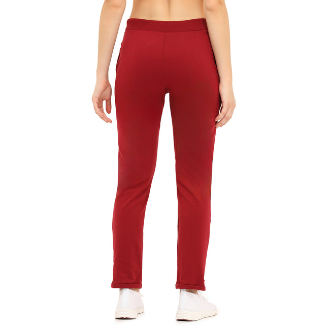 Women Maroon Ankle Length Track Pant