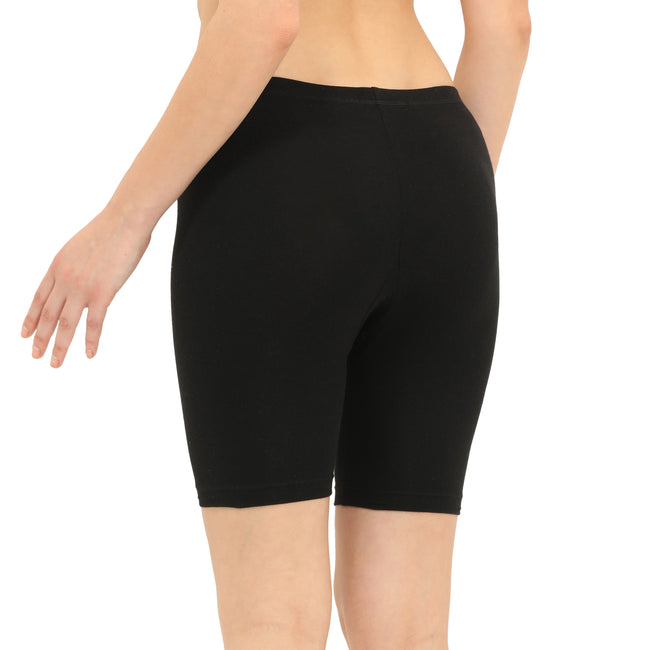 Women Black Thigh Length Cycling Shorts