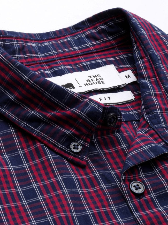 Men Aliston Slim Checks Button-Down Casual Shirt