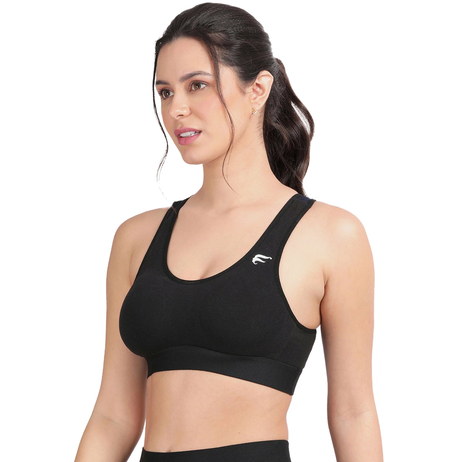 Non-padded Non-wired Full Coverage Removable Racer Back Sports Bra