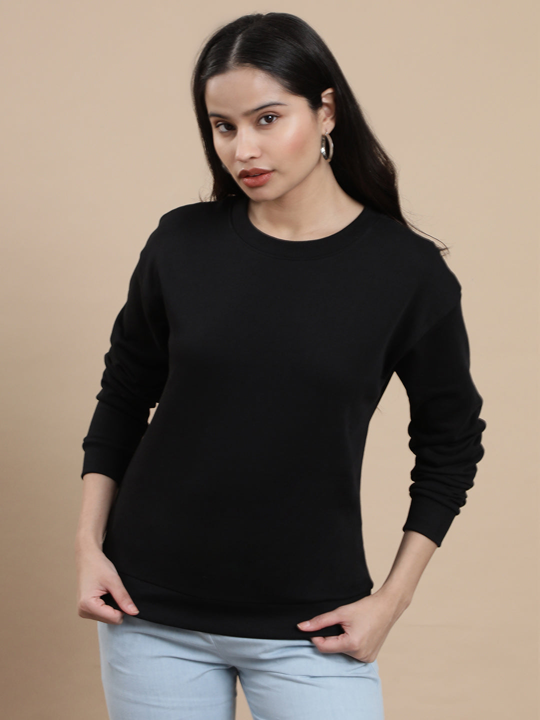Women Black Casual Sweatshirt
