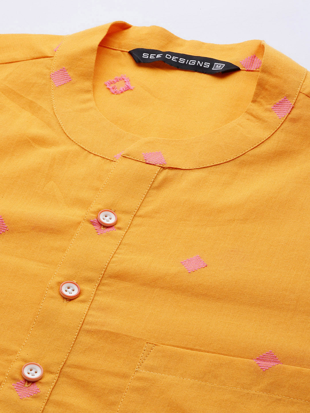 Men Yellow & Maroon  Woven Design Straight Kurta