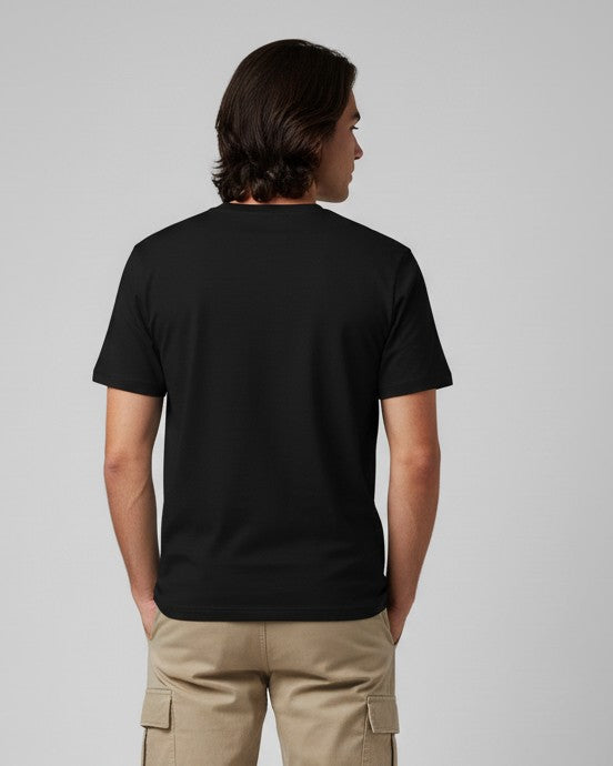 Men Printed Black Cotton Tshirt