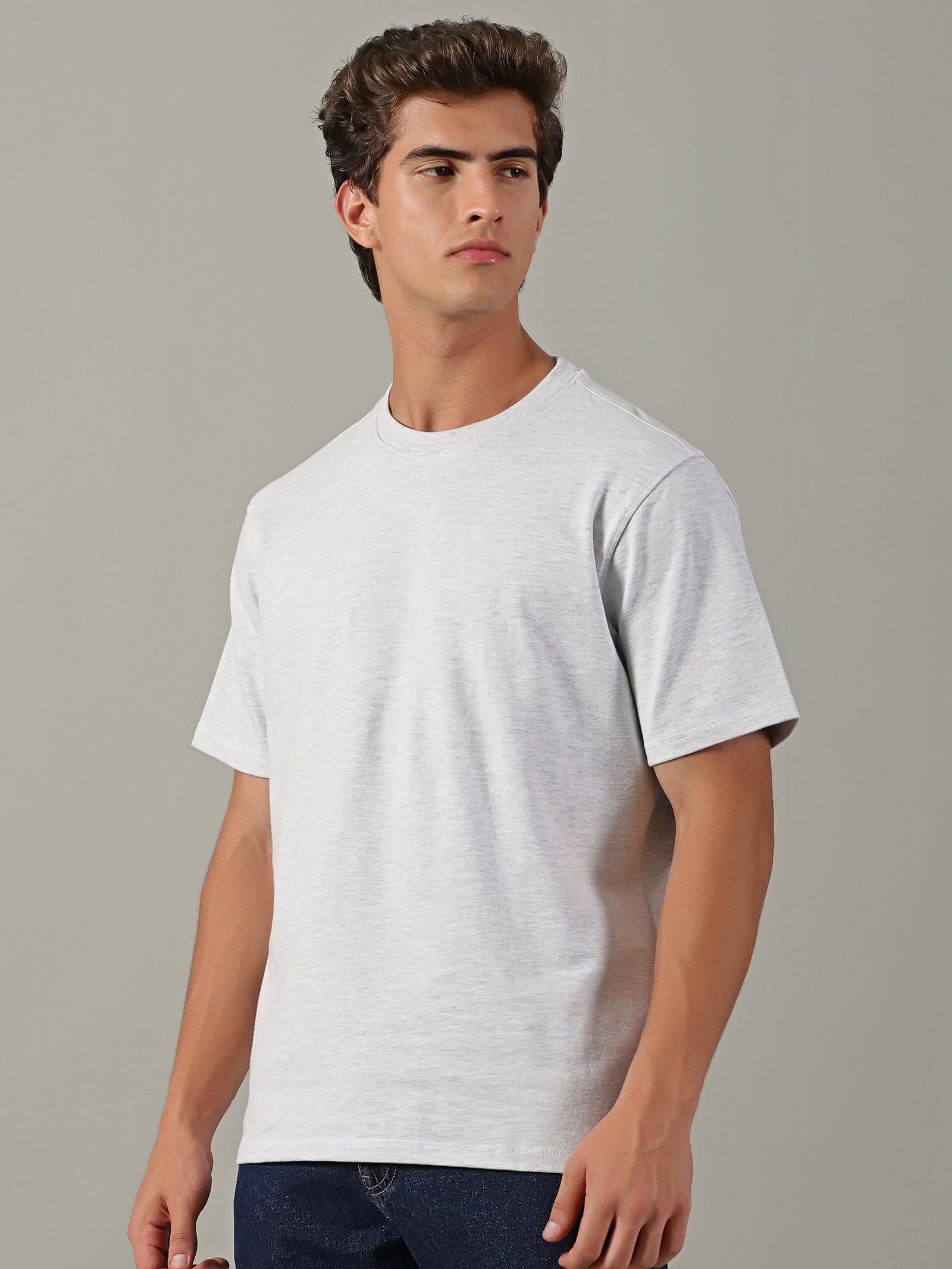 Men White Basic T-Shirt