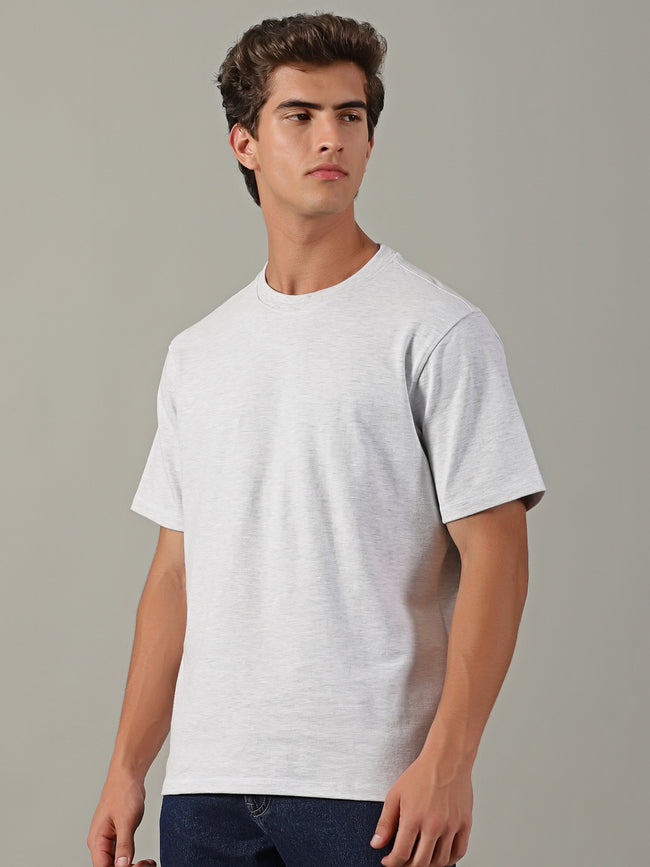 Men White Basic T-Shirt