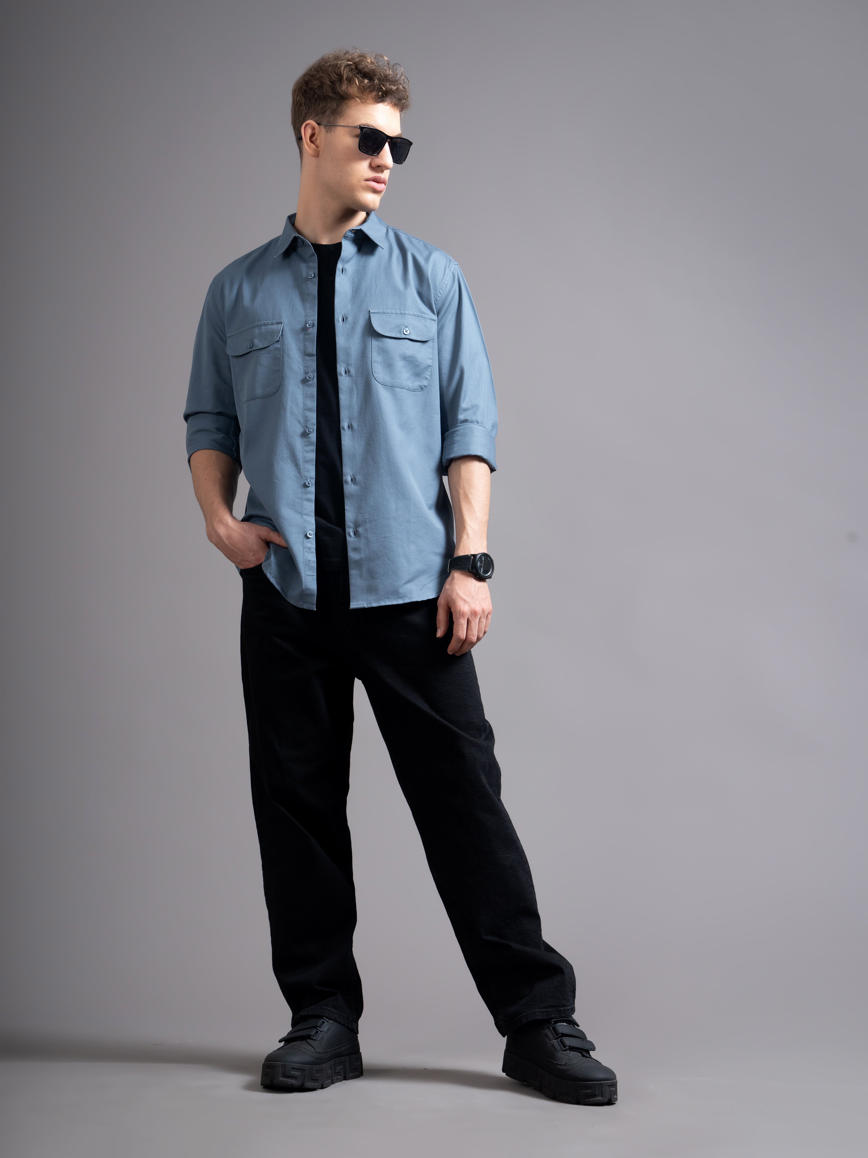 Men Grey Casual Shirt