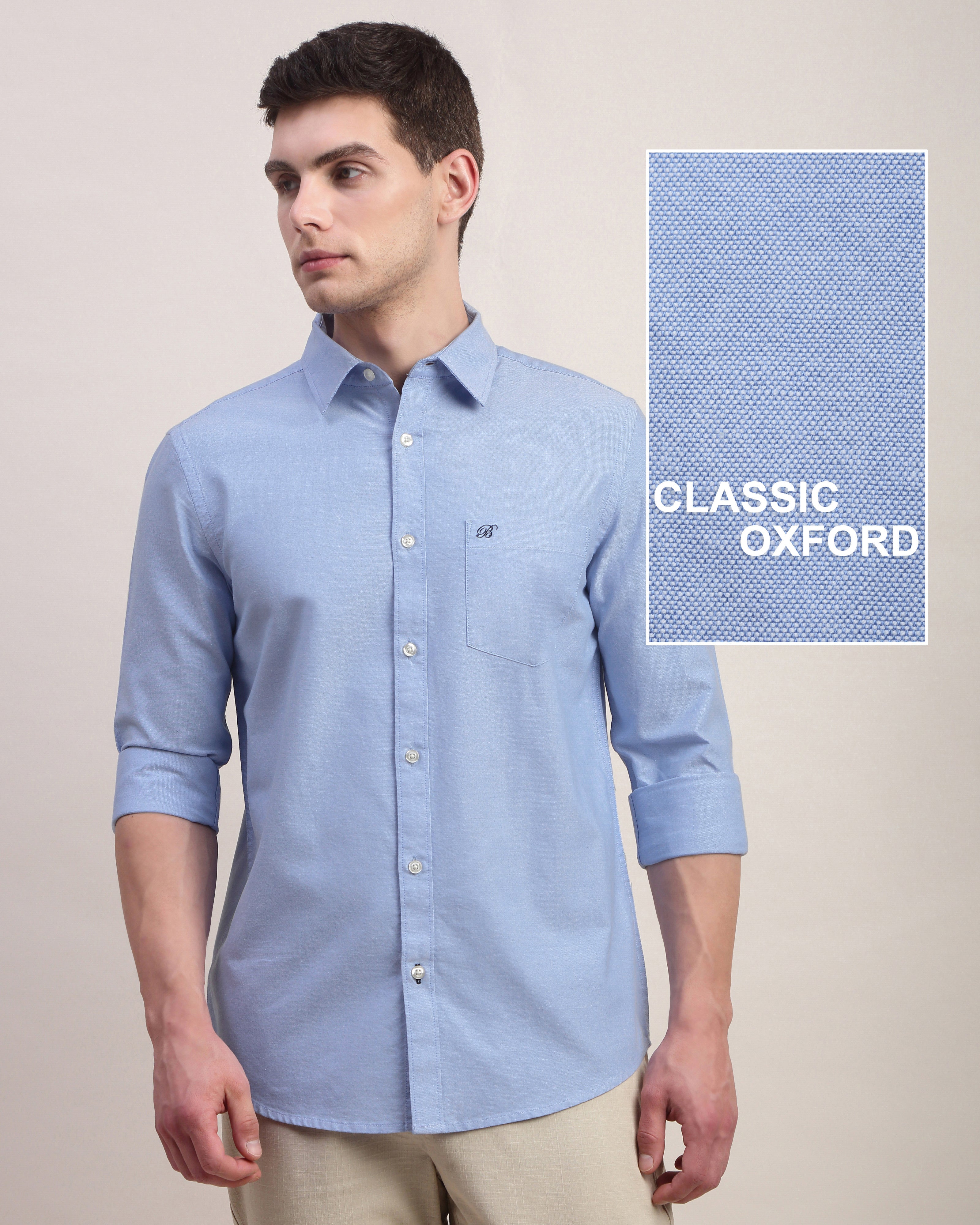 Men Blue Oxford Shirt