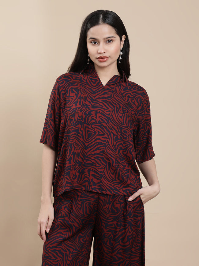 Women Maroon Casual Top