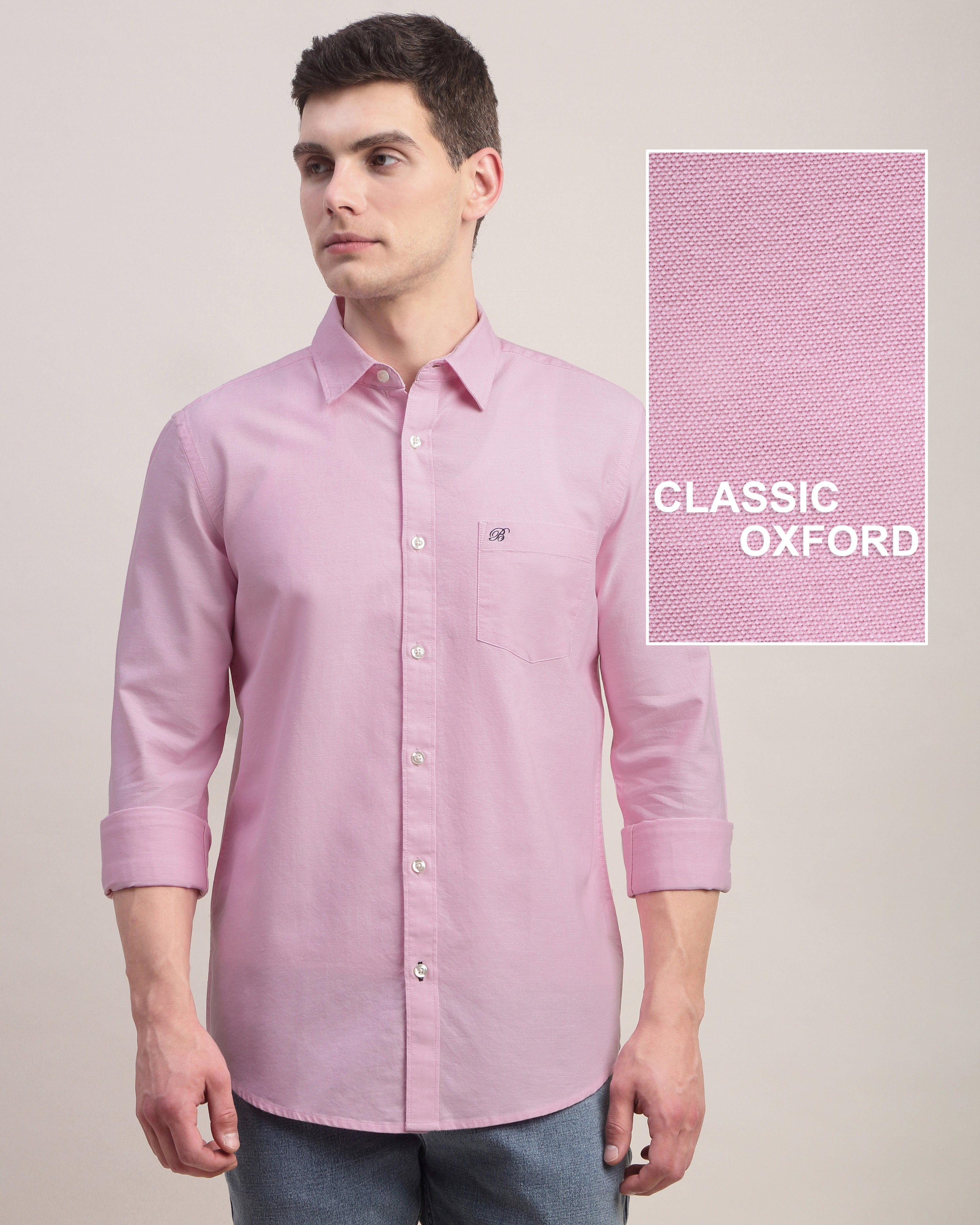 Men Pink Oxford Shirt