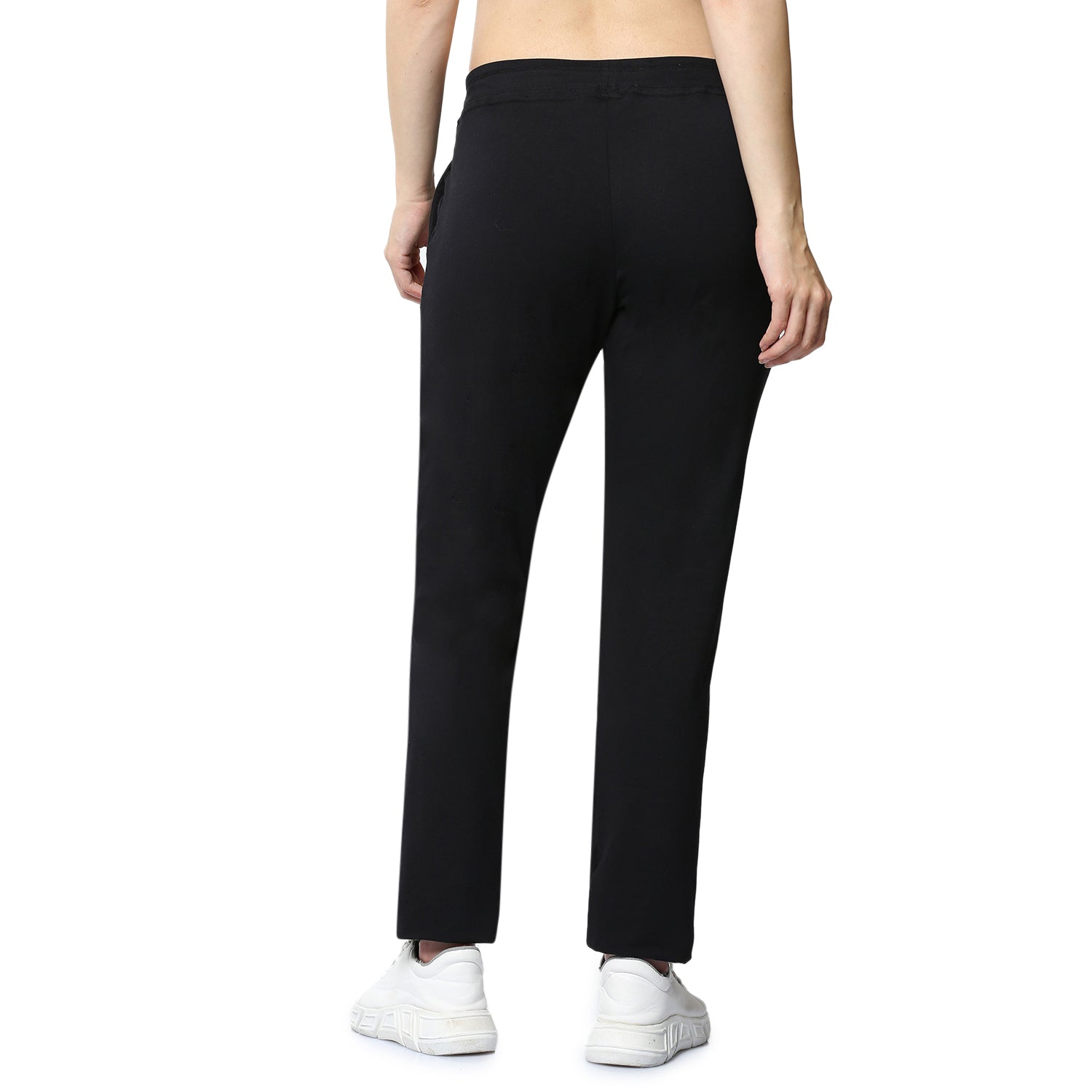Women Black Ankle Length Track Pant