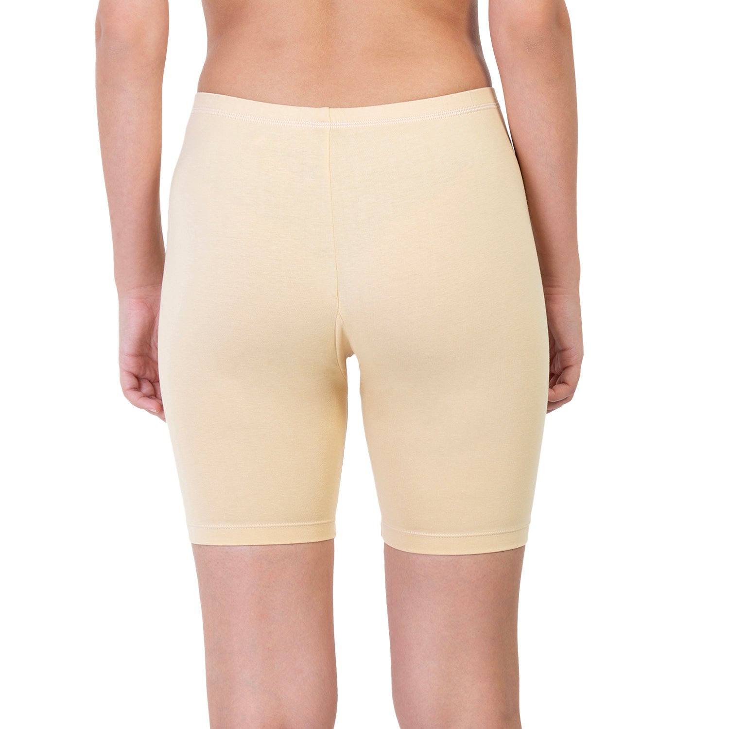 Women Beige Thigh Length Cycling Shorts