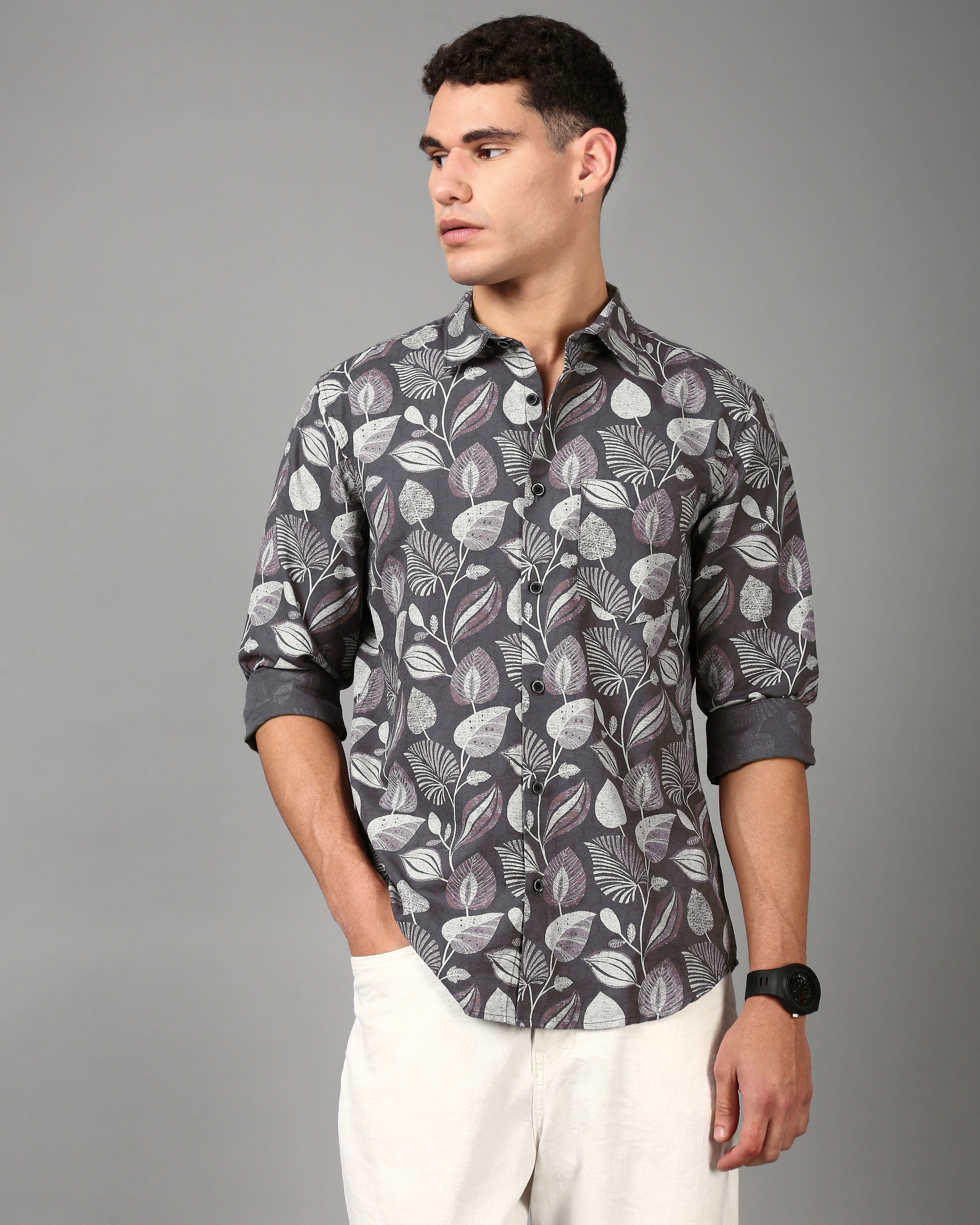 Men Grey Casual Shirt