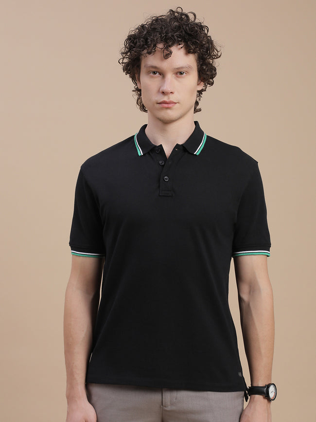 Men Black Slim Fit T-Shirt