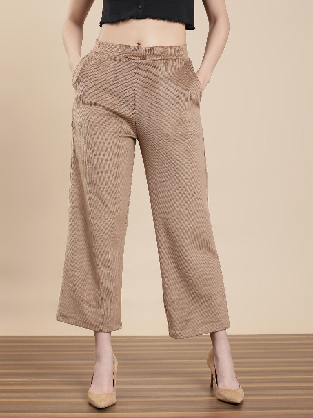 Women Beige Casual Palazzo