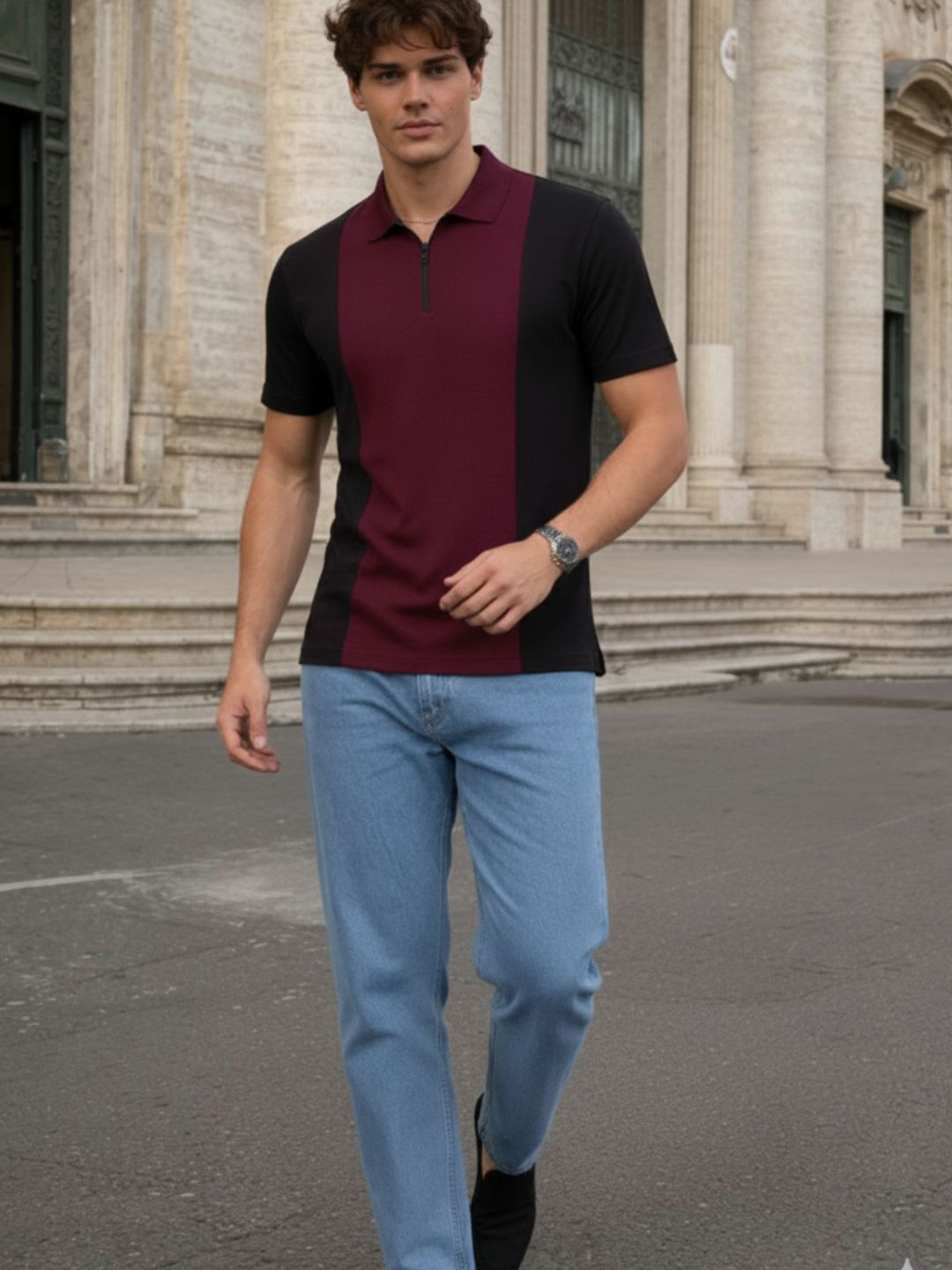 Men Cotton Polo Collar T-Shirt