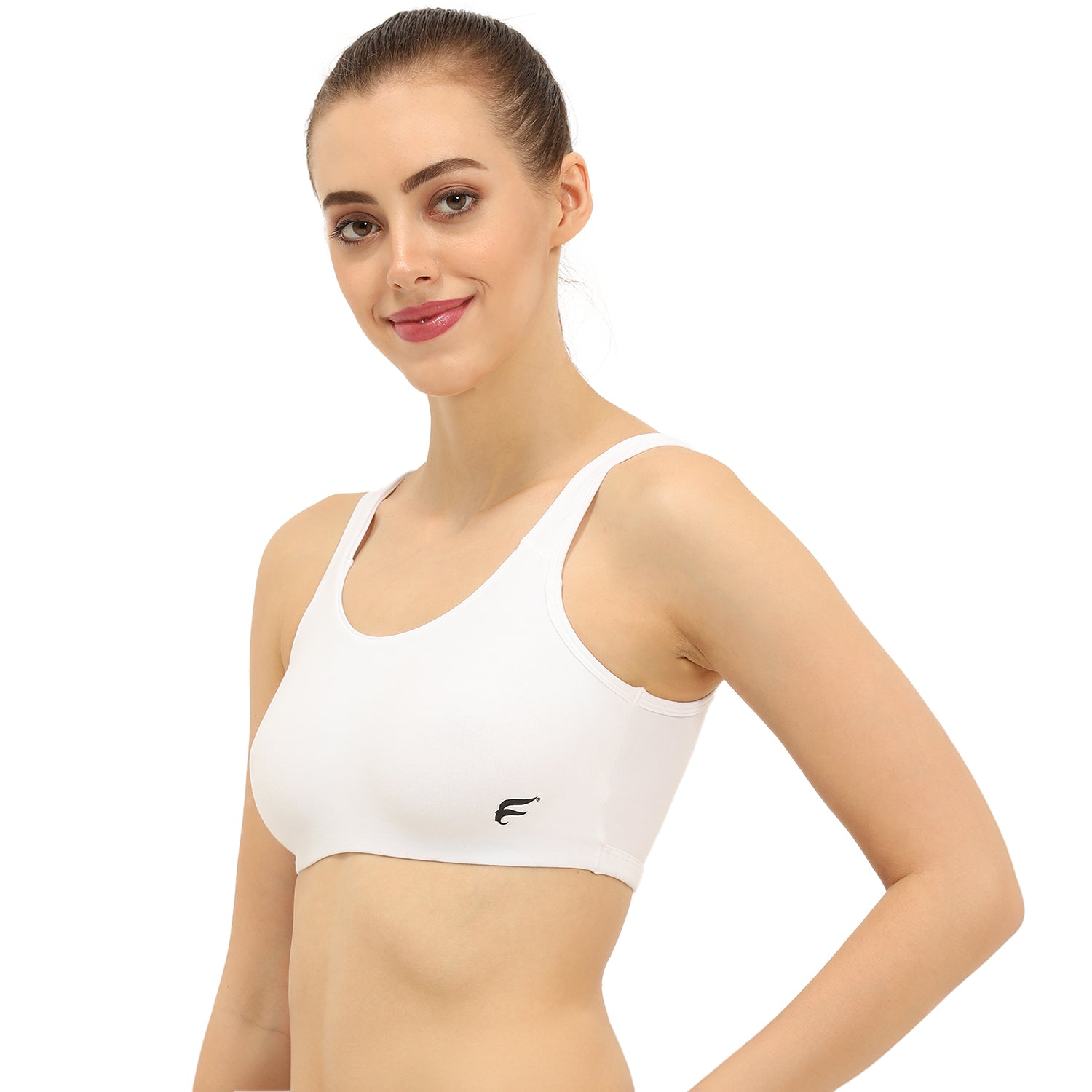 Non-padded Non-wired Full Coverage Slip-on Moulded Double Layered Sports Bra