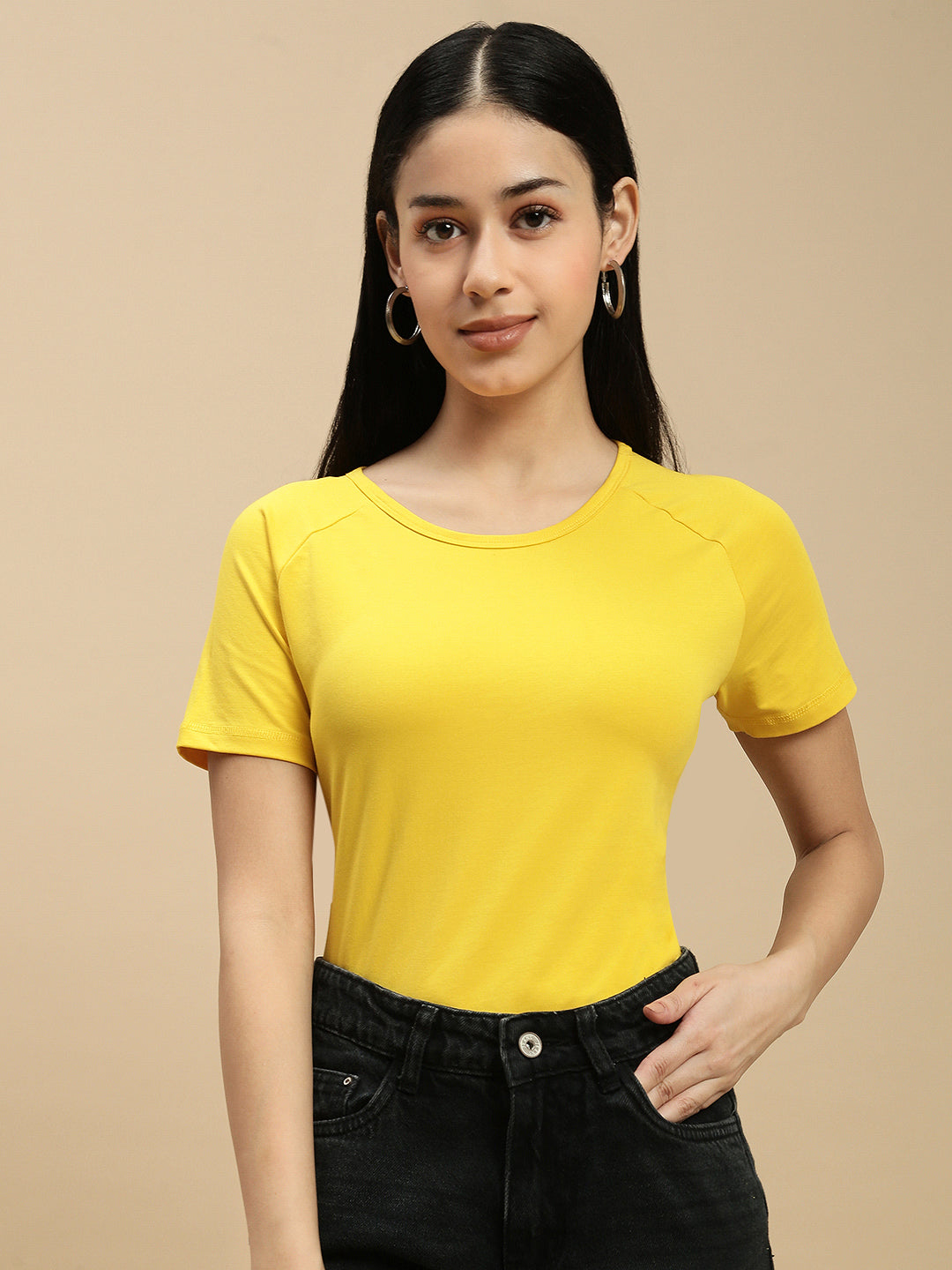 Women Mustard Half Sleeve Top