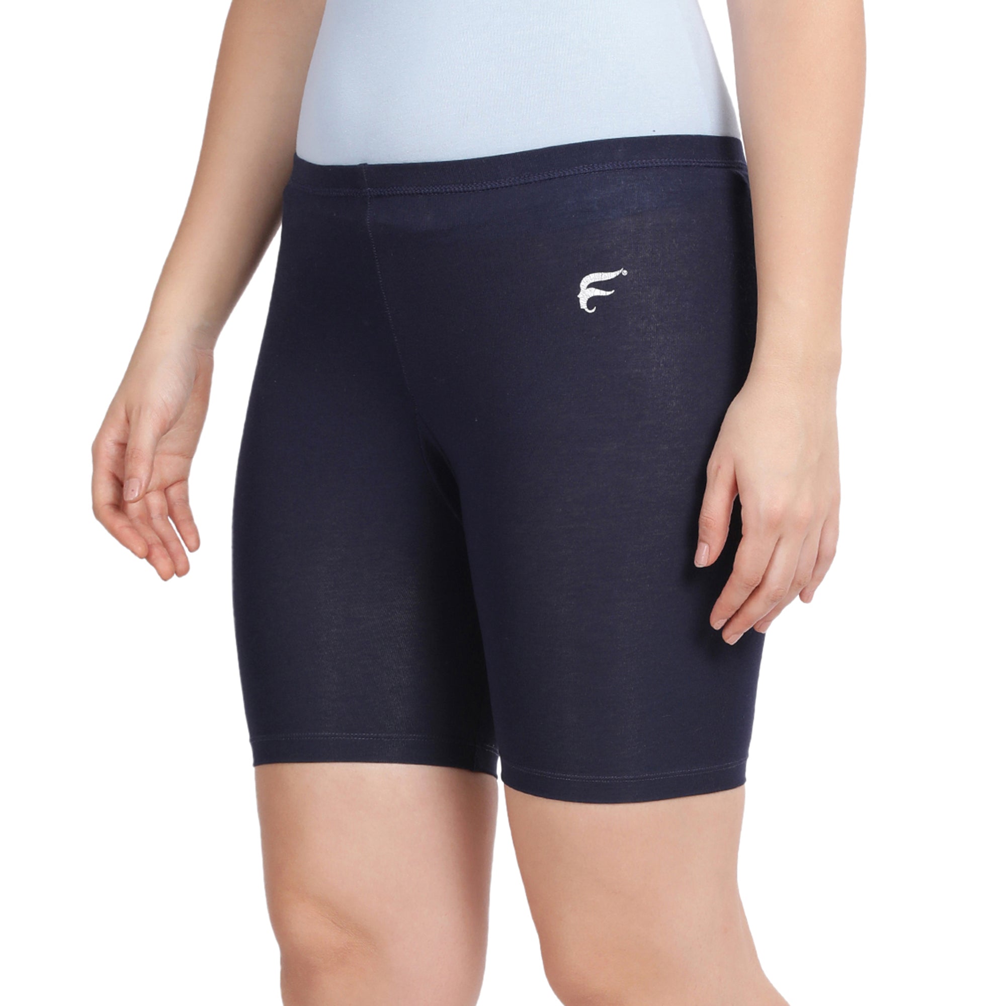Women Navy Thigh Length Cycling Shorts