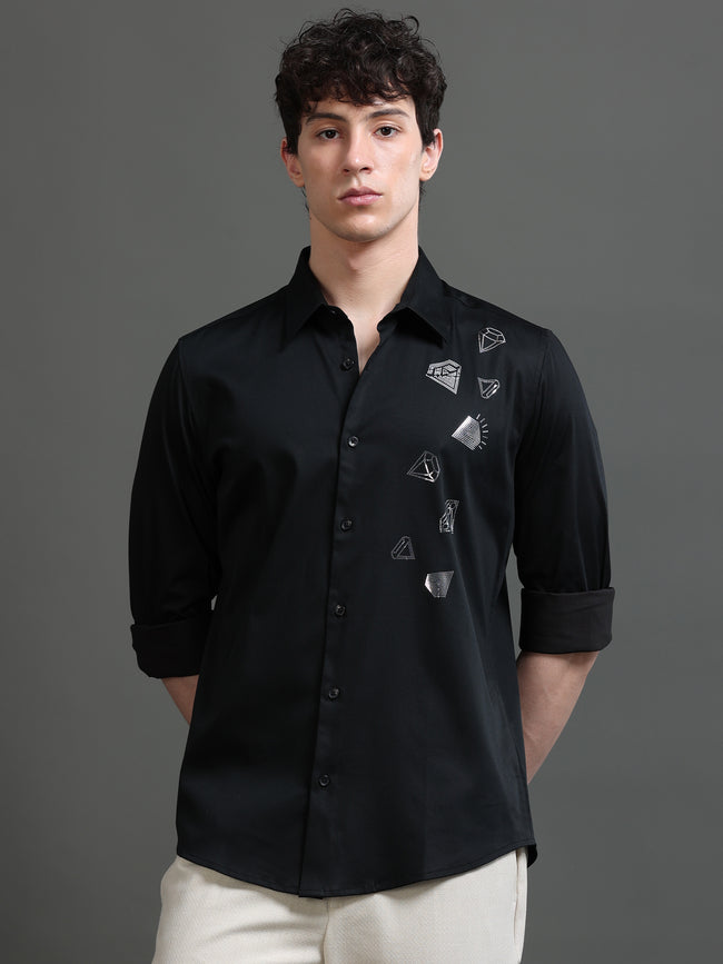Men Black Solid Shirt