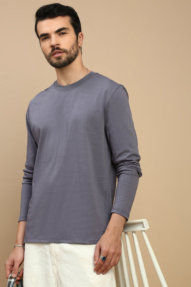Men Blue Crew Neck T-Shirt