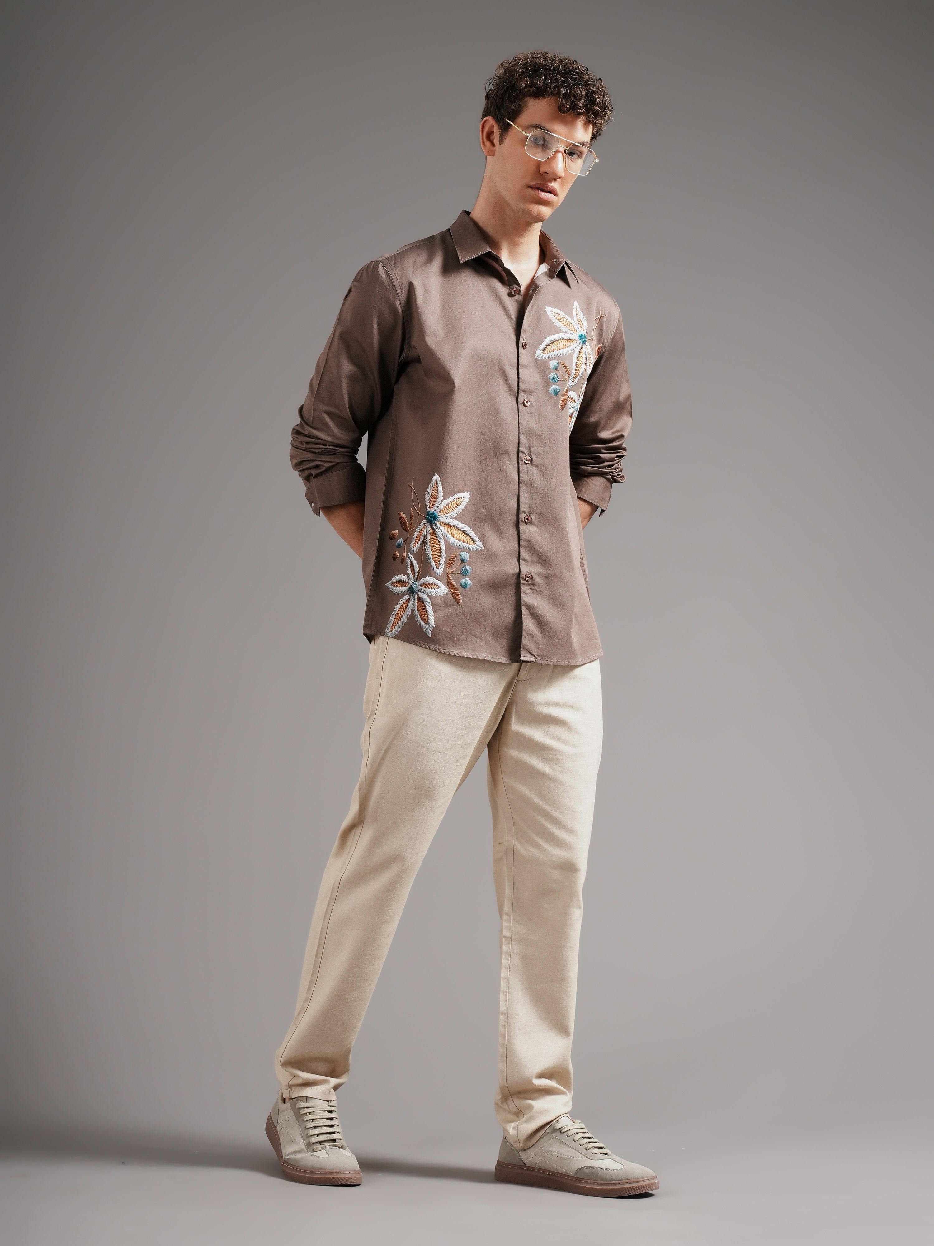 Men Brown Casual Printed Shirt