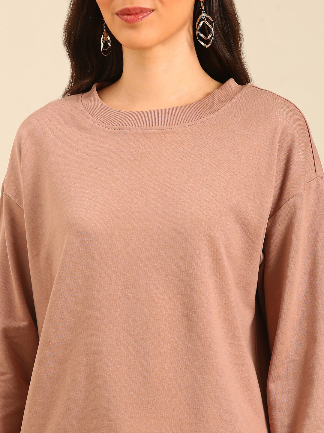 Women Beige Winter Sweatshirt