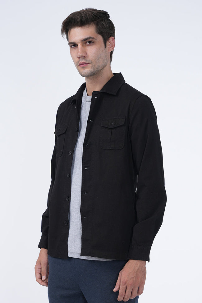 Men Kraken Twill Overshirt Black Cool