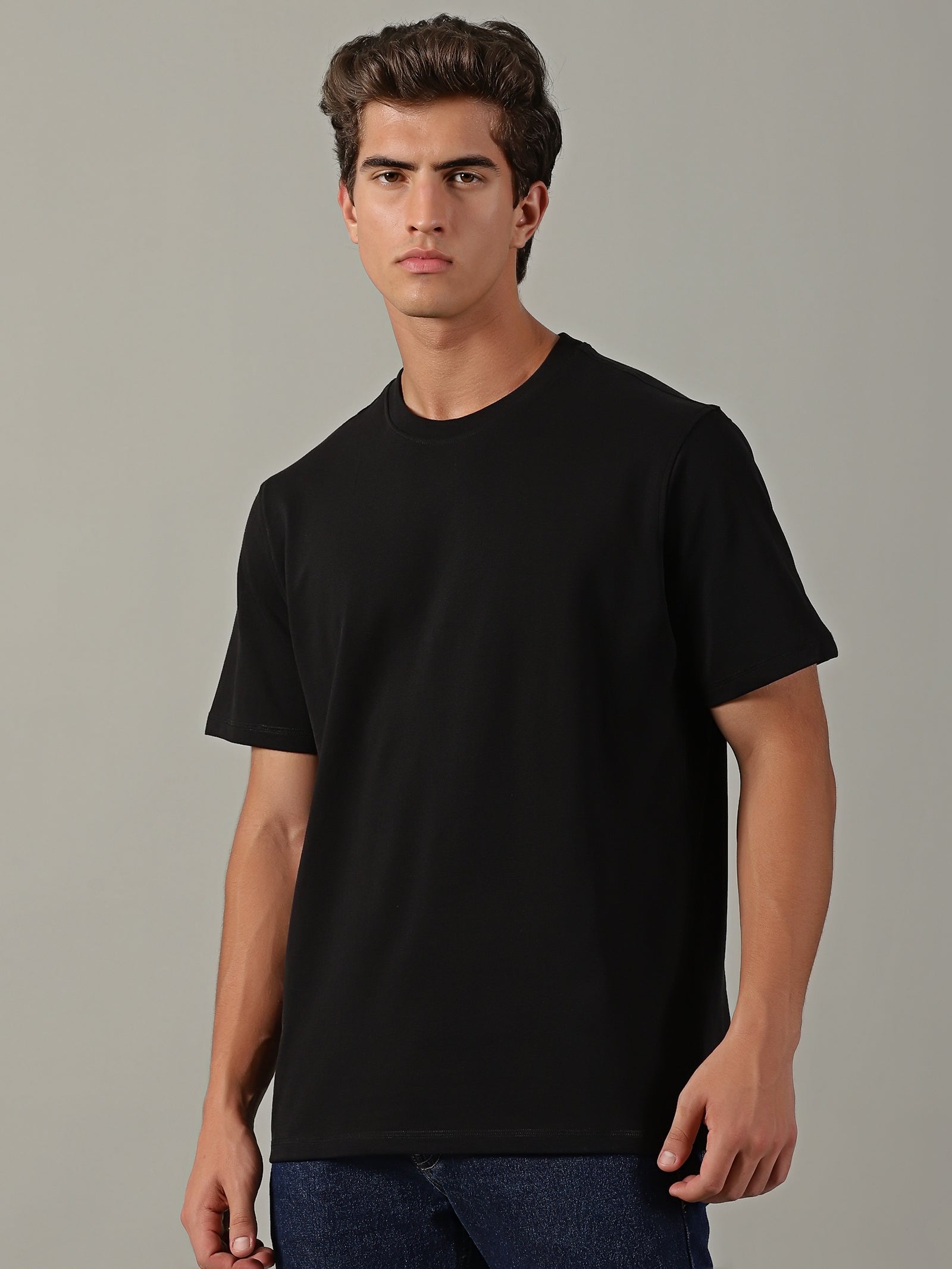 Men Black Basic T-Shirt