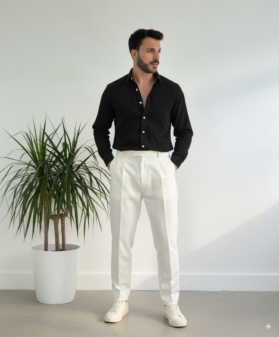 Men Black Oversized Corduroy Shirt